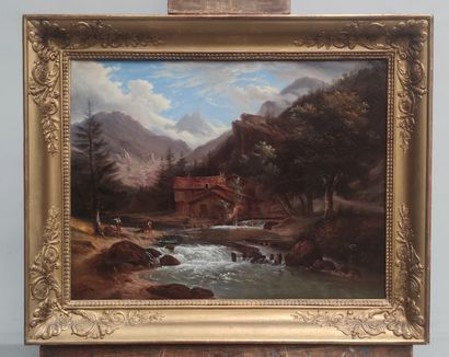 null 
LACOSTE-RIGAIL Jeune (19th century)

View of the Moulin des Vosges

Oil on...