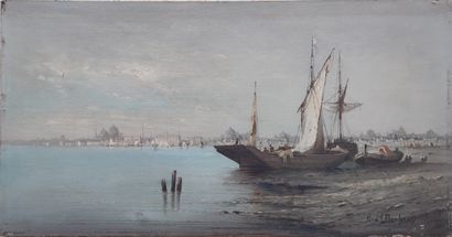 null 
Ferdinand BONHEUR (1817-1887)

Barques amarrées sur le Bosphore à Istanbul 

Huile...