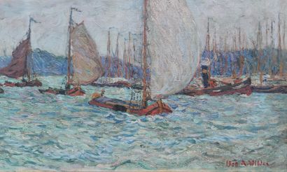 null André WILDER (1871-1965)

Bateaux près du port en Bretagne, 1900

Huile sur...