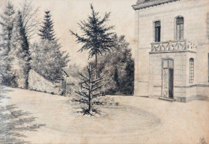 Albert DEMIDOFF (XXe siècle) Château Sans Souci de Bellevue 4 dessins à la mine de...