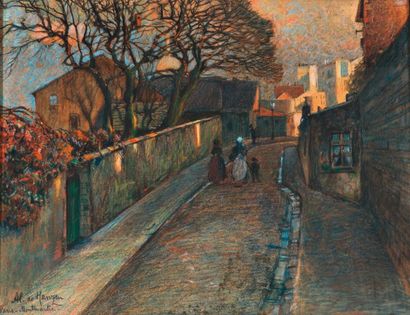Aleksei Vasilievich HANZEN (1876-1937) Vue de Montmartre Pastel sur papier situé...