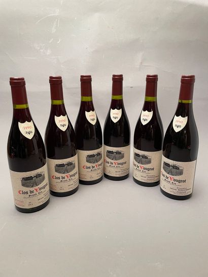6 bouteilles Clos de Vougeot 1990 GC Dom...