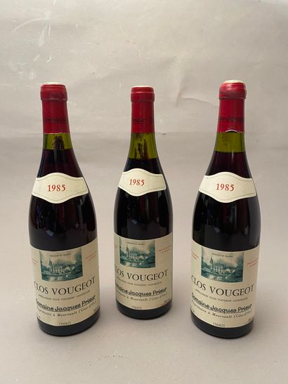 3 bouteilles Clos Vougeot 1985 GC Dom Jacques...