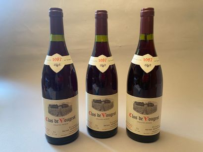 3 bouteilles Clos de Vougeot 1987 GC Dom...
