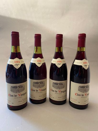4 bouteilles Clos de Vougeot 1984 GC Dom...
