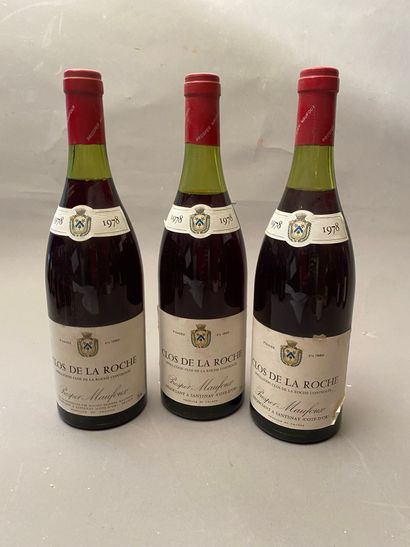 null 3 bouteilles Clos de la Roche 1978 GC Dom Prosper Maufoux Santenay (1 à 4cm...