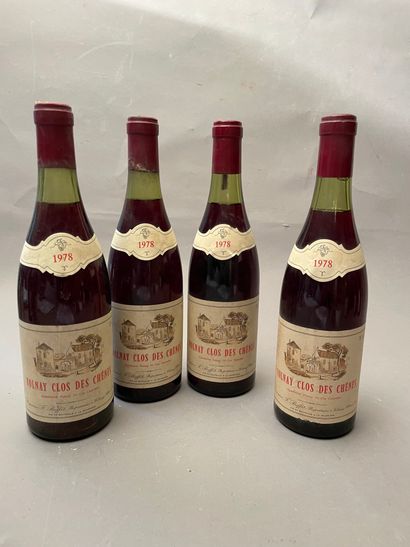 4 bouteilles Volnay Clos des Chênes 1978...
