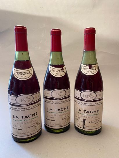 3 bouteilles La Tâche Monopole 1974 GC Domaine...