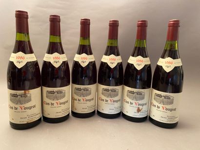 6 bouteilles Clos de Vougeot 1986 GC Henri...