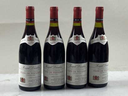 4 bouteilles Clos de Vougeot 1988 GC Joseph...