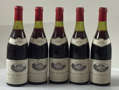 null 5 bouteilles Corton Bressandes Cte Aymard de Nicolay 1978 GC Dom Chandon de...