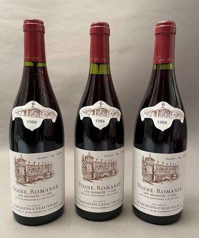 3 bottles Vosne-Romanée Les Suchots 1988...