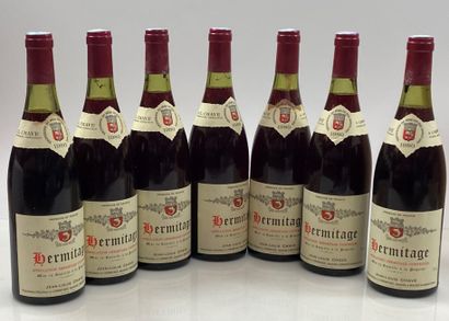 null 7 bottles Hermitage 1980 Dom Jean-Louis Chave (original box) (2 COLERETTES LEGERMENT...