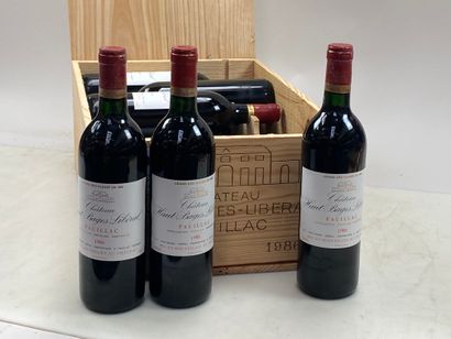 null 12 bouteilles Château Haut Bages Libéral 1986 5ème GCC Pauillac CB (BG)