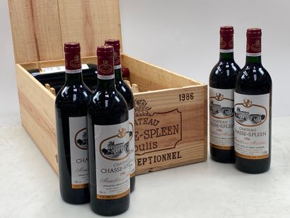 12 bouteilles Château Chasse Spleen 1986...