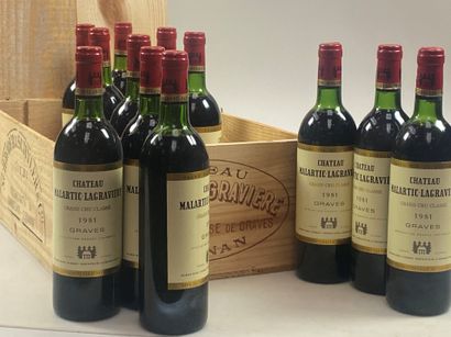 null 12 bouteilles Château Malartic-Lagravière 1981 GCC Graves Pessac-Léognan CB...