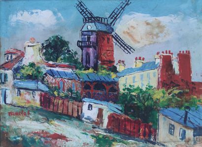 null Elisée MACLET (1881-1962)
The Mill of the Cake in Montmartre 
Oil on cardboard...