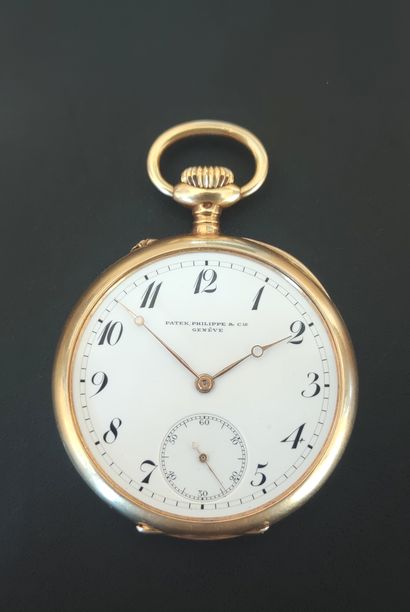 null Pocket watch in yellow gold 750 °/°° with yellow gold dust bowl engraved with...