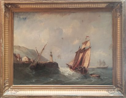 null ECOLE HOLLANDAISE DE LA FIN DU XIXE SIECLE
Marine
Huile sur toile non signée...