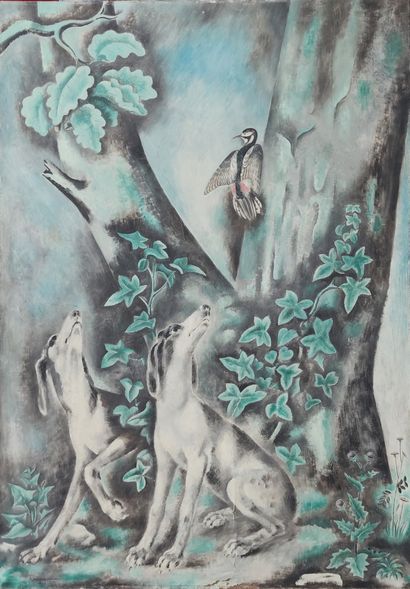 null Séi KOYANAGUI (1896-1948)

Deux chiens de chasse et un oiseau auprès d'un arbre.
Huile...