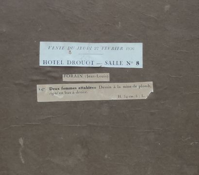 null Jean-Louis FORAIN (1852-1931)
Deux femmes attablées 
Dessin à la mine de plomb...