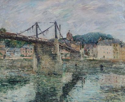 null Gustave LOISEAU (1865-1935)
The suspension bridge at Elbeuf, circa 1911
Oil...
