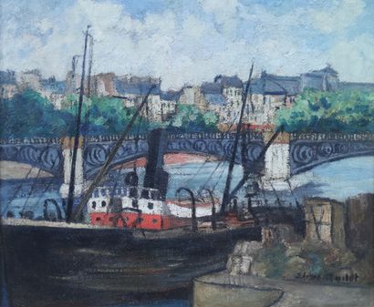 null Elisée MACLET (1881-1962)
Le pont de la Tournelle 
Huile sur toile signée en...