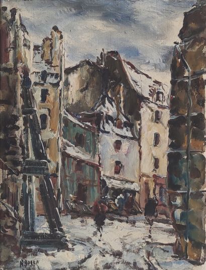 null Raymond BESSE (1899-1969)

Promeneurs à Montmartre en hiver.
Huile sur toile...