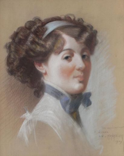 null Albert MANTELET (1858-)
Portrait de jeune femme
Pastel sur papier fort signée...