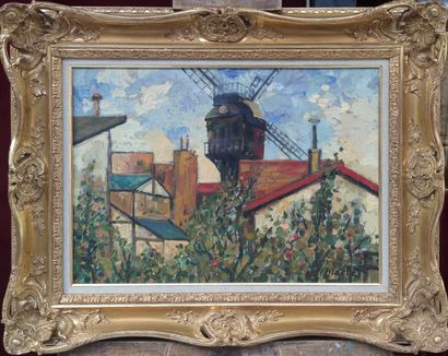 null Elisée MACLET (1881-1962)
Moulin de la Galette 
Huile sur toile signée en bas...