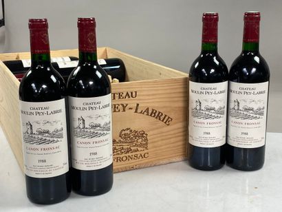 12 bouteilles Château Moulin Pey-labrie 1988...