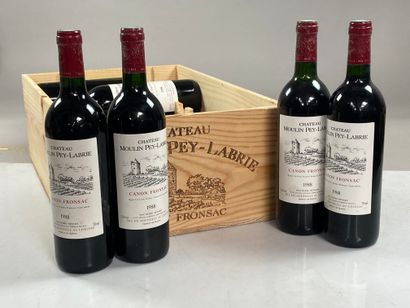 12 bouteilles Château Moulin Pey-Labrie 1988...