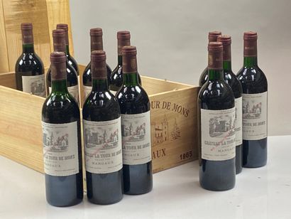 null 12 bouteilles Château La Tour de Mons 1985 Margaux CB (6 BG, 1 MI ép)