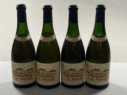 null 4 bottles Vouvray le Mont Moelleux 1961 Domaine Huet (2 low, 1 to 4, 1 to 5,...