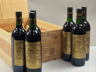 12 bouteilles Château de La Rivière 1988...