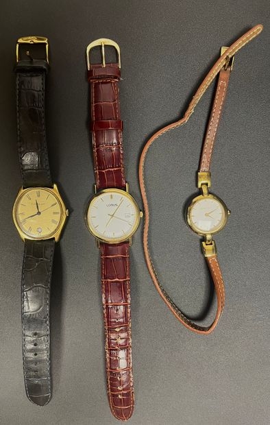 null Set of three wristwatches by Lorus, Agatha and Emile Pequignet. Two with quartz...