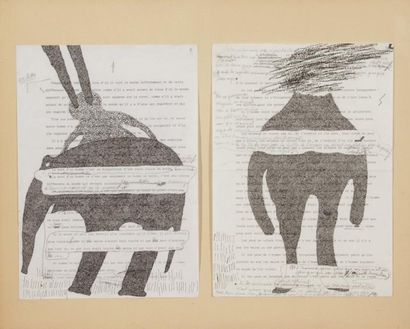Jean-Luc PARANT (1944) RÉFLEXIONS ANIMALES Encre et crayon, diptyque sur papier....