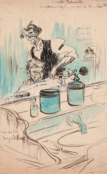 Jacques VILLON (1875-1963) COUPE INTÉGRALE Fusain, aquarelle et gouache sur papier...