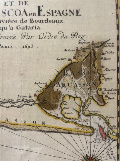 null ECOLE FRANCAISE DU XVIIeme siècle 
Carte particulière des côtes de Guyenne,...