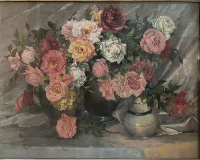 Emile DECKERS (1885-1968)
Le bouquet de roses,...