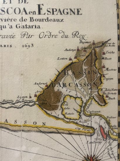 null ECOLE FRANCAISE DU XVIIeme siècle 
Carte particulière des côtes de Guyenne,...