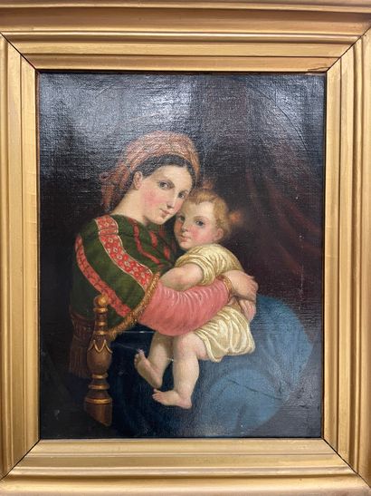 D'après RAPHAEL (1483-1520)
Vierge à l'enfant
Huile...