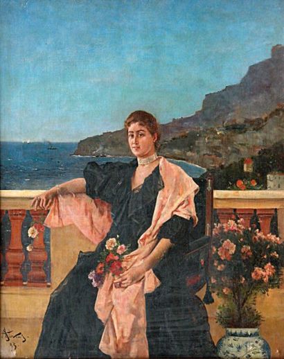 Alfred STEVENS (1823-1906) Portrait de Madame Gillibert, 1893. Huile sur toile signée...
