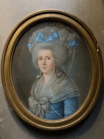 null Ensemble de deux portraits en pendants
Ecole FRANCAISE du XVIIIème siècle
Portrait...