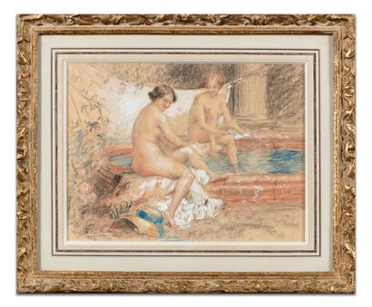 null Antoine CALBET (1860-1942)
Femmes au bain
Technique mixte sur papier
Signée...