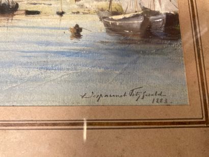 null Ecole du Nord du XIXème siècle
Bateaux au port, 1883
Aquarelle sur papier, signée...