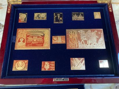 null Collection Helvetia
Coffret de timbres et billets en argent doré (900/999) 
Comprenant...