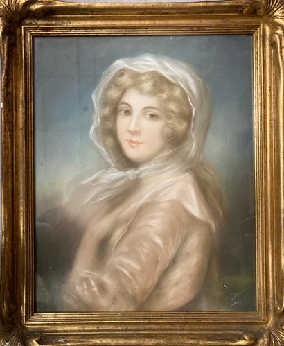 null Ecole Française du XIXème siècle
Portrait de femme au voile
Pastel sur papier
50...