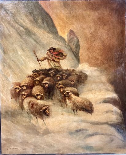 null Ecole ALLEMANDE du XIXème siècle
Le berger et ses moutons
Huile sur toile, signée...