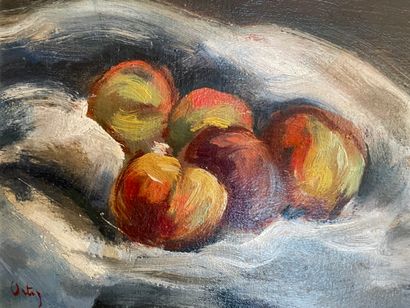 null Manuel ORTIZ DE ZARATE (1887-1946)
Nature morte aux pommes
huile sur toile
Signée...
